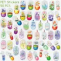 50 Pcs Transparent PET Capsule Plant Stickers Waterproof DIY Journal Phone Decor SKU - 50 Capsule Flower Stickers