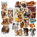 Cute animal waterproof sticker pack, funny cat and dog cartoon vinyl decals for phone case laptop. - Sweet Heart Warm Orange Collection