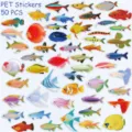 PET waterproof cute cartoon fish stickers for journaling and phone decoration 50pcs - 50Pcs Fish Variety