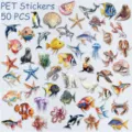 50 pcs marine life PET transparent stickers waterproof cute animal stickers for journaling decor - 50Pcs Marine Life