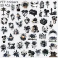 50pcs dark gothic black rose PET transparent stickers for journal DIY and phone decor - 50 Sheets of Dark Magic