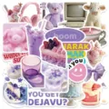 Aesthetic pink purple cute stickers waterproof DIY decal for phone case and daily journal - Taro Milkshake Series