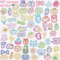 Cute cartoon PET stickers waterproof transparent DIY decals for journal phone decoration 60pcs - 60 Sheets Vibrant Dopamine Elements