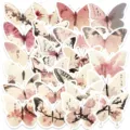 30pcs aesthetic watercolor butterfly stickers for journaling, DIY crafts and phone case deco - Rose Pink Butterfly Series