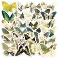 Decorative butterfly stickers set, waterproof vintage botanical art decals for phone case DIY journal - Teal Butterfly Series