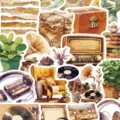Vintage retro aesthetic stickers pack, waterproof DIY decorative decals for journal and phone. - Vintage Records Series