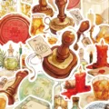 Waterproof vintage sticker pack for DIY journal and phone case decoration, 30pcs colorful designs. - Vintage Stamp Series
