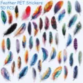 Waterproof feather PET stickers set of 50 colorful decorative DIY decals for crafts - 50Pcs Feathers