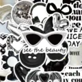 Y2K aesthetic black white sticker set, waterproof vinyl stickers for DIY journal phone decor. - Black & White Mood