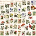 Retro plants PET stickers 50pcs botanical waterproof decorative decals for journal and laptop - 50Pcs Vintage Botanical