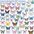 50 pcs colorful butterfly PET transparent stickers for journaling, phone and laptop DIY decor. - 50Pcs Colorful Butterflies