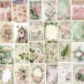 Vintage floral botanical stickers set for DIY journal scrapbooking and phone case decoration. - Artsy Vintage