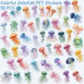 Colorful jellyfish PET stickers 50pcs waterproof cute cartoon animal decal for laptop phone decor - 50Pcs Colorful Jellyfish