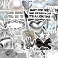 Y2K silver metallic sticker set aesthetic waterproof DIY decals for phone case journal decor - Silver Mood