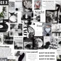 Black and white aesthetic wall collage kit INS style poster set for room decor and DIY crafts. - Freedom