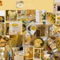 Yellow aesthetic collage stickers pack for DIY phone case scrapbook wall decor waterproof decals - Warm Yellow Tones