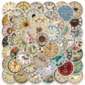 Vintage clock stickers retro decorative decals set for luggage laptop journal DIY craft - 50 Sheets