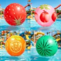 Inflatable Fruit Beach Ball Watermelon Strawberry Peach Orange Pool Toy Outdoor Game - Random Fruit / 36 Inch (1 Piece Pack)