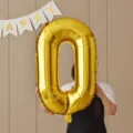 Gold number 0 foil balloon for kids birthday party photography props and room decoration. - 32-Inch Number 0 Gold Foil Balloon