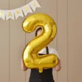 Gold number 2 foil balloon photography props for kids birthday party decoration event layout - 32-Inch Number 2 Gold Foil Balloon
