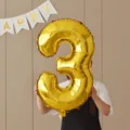 Large gold number 3 foil balloon for kids birthday party decoration photography props layout - 32-Inch Gold Number 3 Balloon