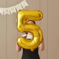 Gold number 5 foil balloon for birthday party decorations and children photography props. - 32-Inch Gold Number 5 Balloon