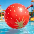 Inflatable giant strawberry beach ball for pool floating and outdoor summer water fun - Strawberry / 36 Inch (5 Pieces Pack)