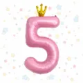 40-inch pink crown number foil balloon for kids birthday party and celebration decor - Pink Crown Number Balloon 5