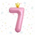 40 inch pink crown number 7 foil balloon for kids birthday party decoration supplies - Pink Crown Number Balloon 7