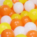 Thickened matte latex balloons set in orange yellow and white for party and wedding decoration. - 10 Inches (100 Pieces/Pack) / Yellow, Orange & White