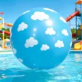 36-inch Inflatable Beach Ball Blue White Cloud Pattern Thickened Outdoor Swimming Pool Toy - Cloud
