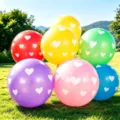 Colorful heart printed round latex balloons variant for colorful festive party decor. - Heart Printed