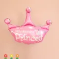 Roze kroon folieballon voor kinderverjaardag feestje, grote decoratie ballon. - Roze Happy Birthday Kroon