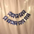 Blue Happy Birthday Bunting Banner with LED Fairy Lights Party Decor Set for Kids - Royal Blue Happy Birthday Banner & 2 Warm White Light Strings (Includes Batteries)