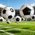 Hanging soccer ball balloons for sports theme party decorations, football birthday party setup. - 2-Piece 18-Inch Football Without Accessories