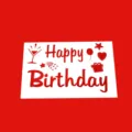 Witte Happy Birthday sticker feest decoratie sticker voor geweldige ballonstijl. - Rode Happy Birthday ballonstickers