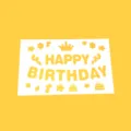 Birthday party decorative sticker sheet with happy birthday text and cute elements. - Gold Happy Birthday Balloon Stickers