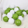 Olive green and white latex balloons set for retro forest party and classroom decoration. - 10-Inch Olive Green & White Balloons, 100 Pcs