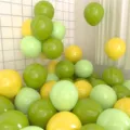 Matte macaron colored balloons 10 inch thick latex balloons for birthday party decoration. - 100 Pieces/Pack / Olive Green Matte Yellow Macaron Green