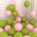 10-inch matte macaron latex balloons in pink and green, thick party balloons for birthday. - 100 Pieces/Pack / Olive Green Macaron Pink