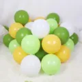 Waldgrünes und gelbes Latexballon-Set für Geburtstagsfeiern und Schulklassenzimmer-Dekoration. - 10 Zoll Olivgrün + Fruchtgrün + Weiß + Zitronengelb 100 Stk.