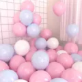 Matte macaron thick colorful latex balloons for party, birthday and holiday celebration decor - 100 Pieces / Macaron Pink Macaron Blue White