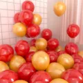 Red and gold latex balloons 10 inch thick metallic party decor for birthday celebration - 100 Pieces / Gem Red Gold