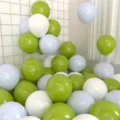 Matte macaron latex balloons in green white and blue for party decoration 10 inch - 100 Pieces / Olive Green Macaron Blue White