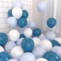 Matte macaron blue and white latex balloons, 10 inch party decoration balloons for birthdays. - 100 Pieces / Dark Blue Macaron Blue White