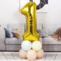 40 inch gouden nummer 1 folieballon met pastel ballonbasis voor verjaardagsfeest - 40 Inch Goud Aluminiumfolie Cijfer Ballon 1