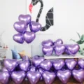 10 Ίντσες Καρδιά Μεταλλικά Μπαλόνια Λάτεξ Γάμος Πάρτι Διακόσμηση Μωβ Μπαλόνι - 50 Τεμάχια / Μωβ