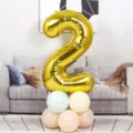 40 inch gouden cijfer 2 folie ballon met pastel latex ballon basis voor verjaardagsfeest - 40 Inch Goud Aluminiumfolie Cijfer Ballon 2