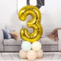 40 inch gouden cijfer 3 folie ballon met basis ballonnen set voor verjaardag feest huwelijk jubileum decor - 40 Inch Goud Aluminiumfolie Cijfer Ballon 3