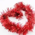 Guirnalda de espumillón rojo en forma de corazón para fiesta boda 2m gruesa suave - Guirnalda de espumillón roja, 2 m
